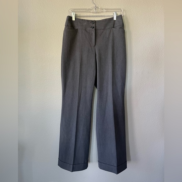 LOFT Julie Curvy Heather Gray Wide Leg Cuffed Dress Pants Women’s Size 8 - Picture 1 of 15